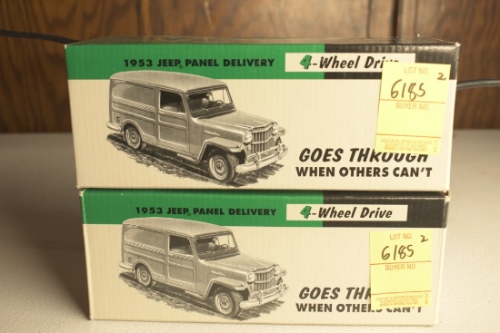 2 Liberty Classics by Spec Cast 1:25 Scale 1953 Jeep Willys Panel Delivery Banks