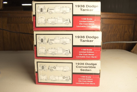 3 Liberty Classics by Spec Cast 1:28 Scale 1936 Dodge Tanker Banks