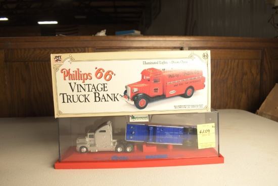 Coors Light 1:64 Scale Truck In Case and JMt Phillips 66 Tanker Truck
