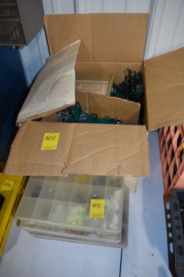 Box with Christmas Lights and Group of Holiday Hobby Items