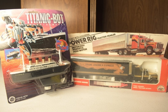 Zee Toys Power Rig Tractor Trailer and Dragon toys Titanic-Bot