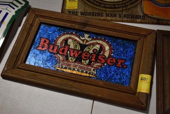 Wood Frame Budweiser Sign