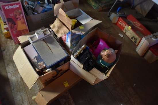 Box of Vintage Toys and Books