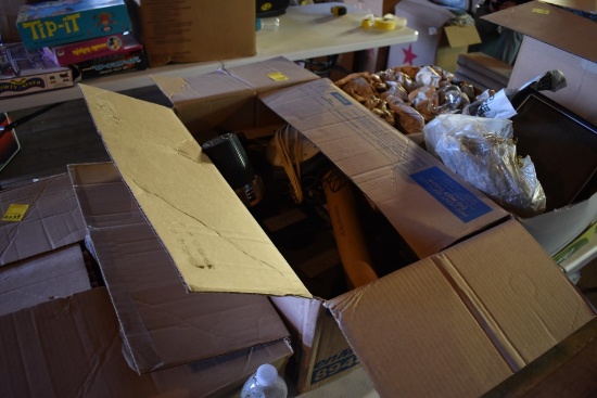Group of Books, Box of Decorative Items, Glassware