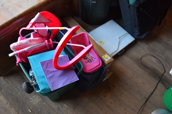 Group of Kids Toys, Strollers, Box Light