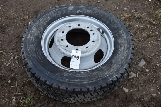 Contintental 225/70R19.5 Tire on 10 Lug Rim