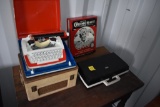 2 Record Players, Type Writer, Chemistry Set Box