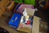 4 Boxes of Misc Items Including Ceramic Rabbit, Santa Figurine