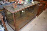 Glass Display Case with Two Tier Glass shelf and Mirror Backing
