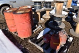 3 55 Gallon Metal Drums, 4 Jerry Cans