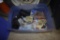 Tote of Misc hardware and Electrical Items