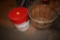 Vintage Pretzel Tin and Wooden Fruit Basket