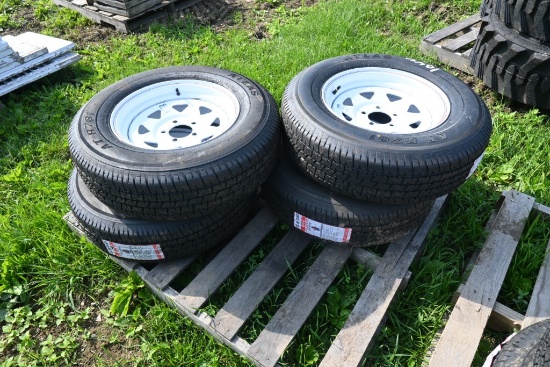 4 Atlas ST205/75R15 Tires on 5 Lug Rims