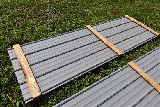 30 Pieces of 10' Sections of Gray Corrugated Metal Paneling