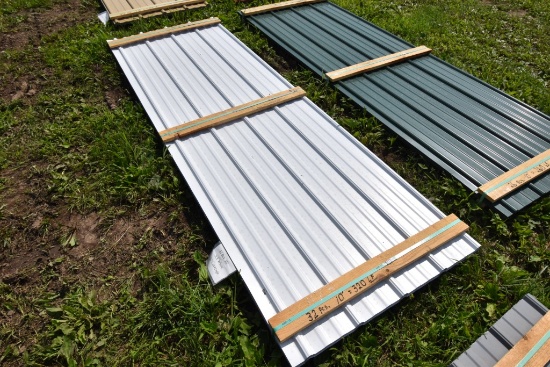 32 Pieces of 10' Sections of White Corrugated Metal Paneling