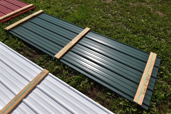 26 Pieces of 10' Sections of Green Corrugated Metal Paneling