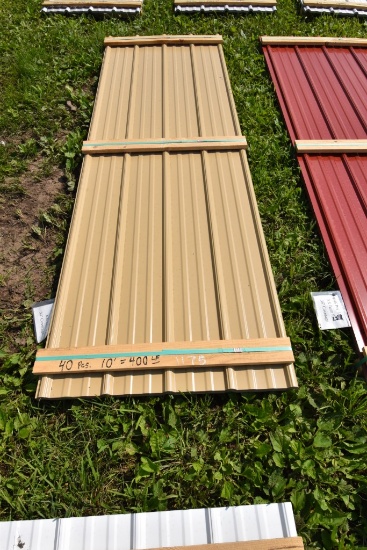 40 Pieces of 10' Sections of Tan Corrugated Metal Paneling