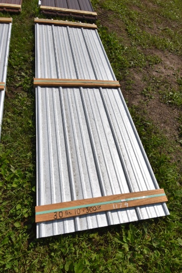 30 Pieces of 10' Sections of Galvanized Corrugated Metal Paneling