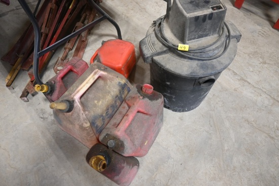 Shop Vac and Four Gas Cans