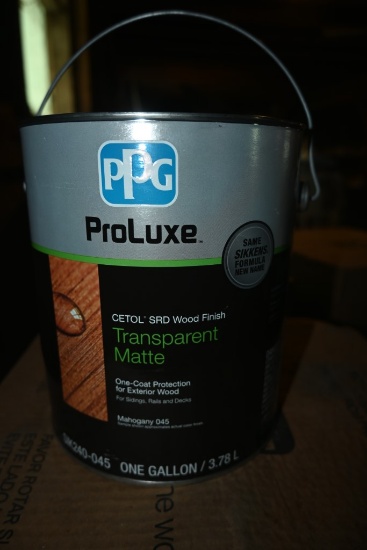 Four One Gallon Containers of PPG Mahogany 045 Wood Finish