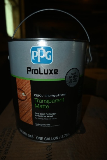Four One Gallon Containers of PPG Mahogany 045 Wood Finish