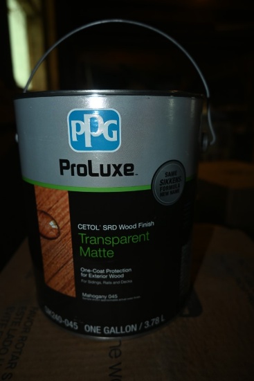 Four One Gallon Containers of PPG Mahogany 045 Wood Finish