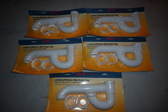 Five Master Plumber Wall Drain Traps