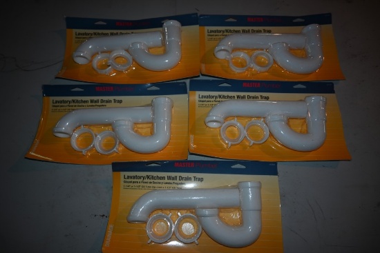 Five Master Plumber Wall Drain Traps