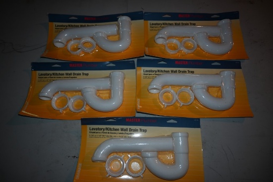 Five Master Plumber Wall Drain Traps