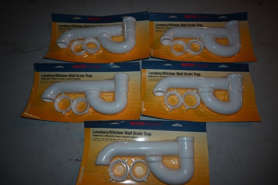 Five Master Plumber Wall Drain Traps
