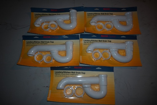 Five Master Plumber Wall Drain Traps