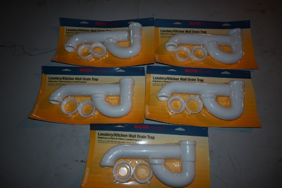 Five Master Plumber Wall Drain Traps