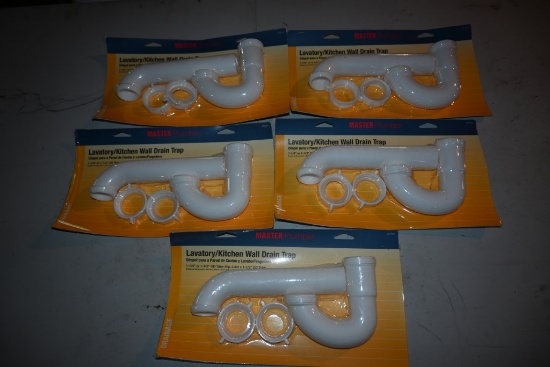Five Master Plumber Wall Drain Traps