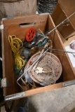 Vintage Wooden Box with Fishing Items