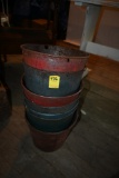 Seven Vintage Metal Buckets