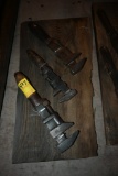 Three Vintage Adjustable Wrenches on a Wooden Plaque