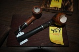 Two Vintage Pipes on a Wooden Plaque