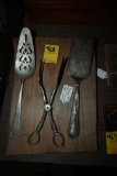 Three Serving Utensils on a Wooden Plaque