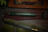 Vintage Grease Gun on Wooden Plaque
