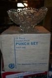 Jeannette 18 Piece Crystal Punch Bowl Set