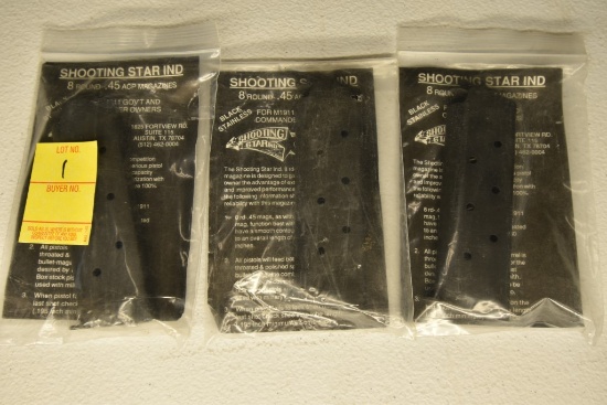 3 Shooting Star Black S.S. M1911 .45 ACP 8 Round M1911 Magazines