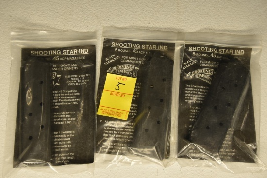 3 Shooting Star Black S.S. M1911 .45 ACP 8 Round M1911 Magazines