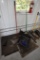 Group of Floormats, Catch Pan, 2 Brooms and Dustpan