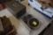 Box of Furniture Sliders and Metal Box