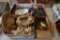 Box of Dishes, Candle Items, and Binders