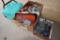 Group of Kitchen Items, Glassware, and Empty Plastic Tote
