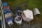 4 Gas Cans, Hoses, Water Tank Heater, Pump Sprayer