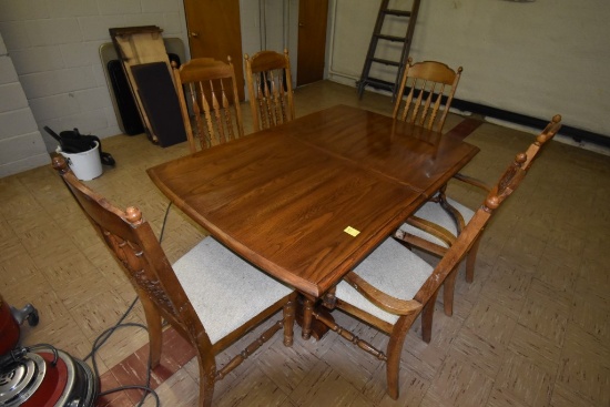 Wooden Dining Table with 6 Chairs