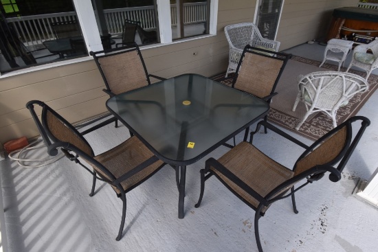Glass Top Outdoor Table with 4 Chairs