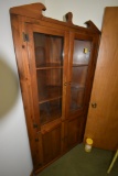 Wooden Corner Hutch with Glass Hutch